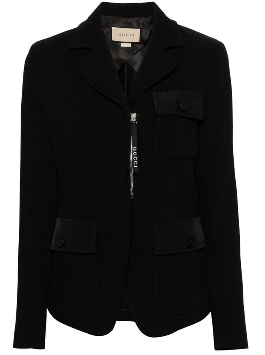 Black Single-breasted Wool Blazer