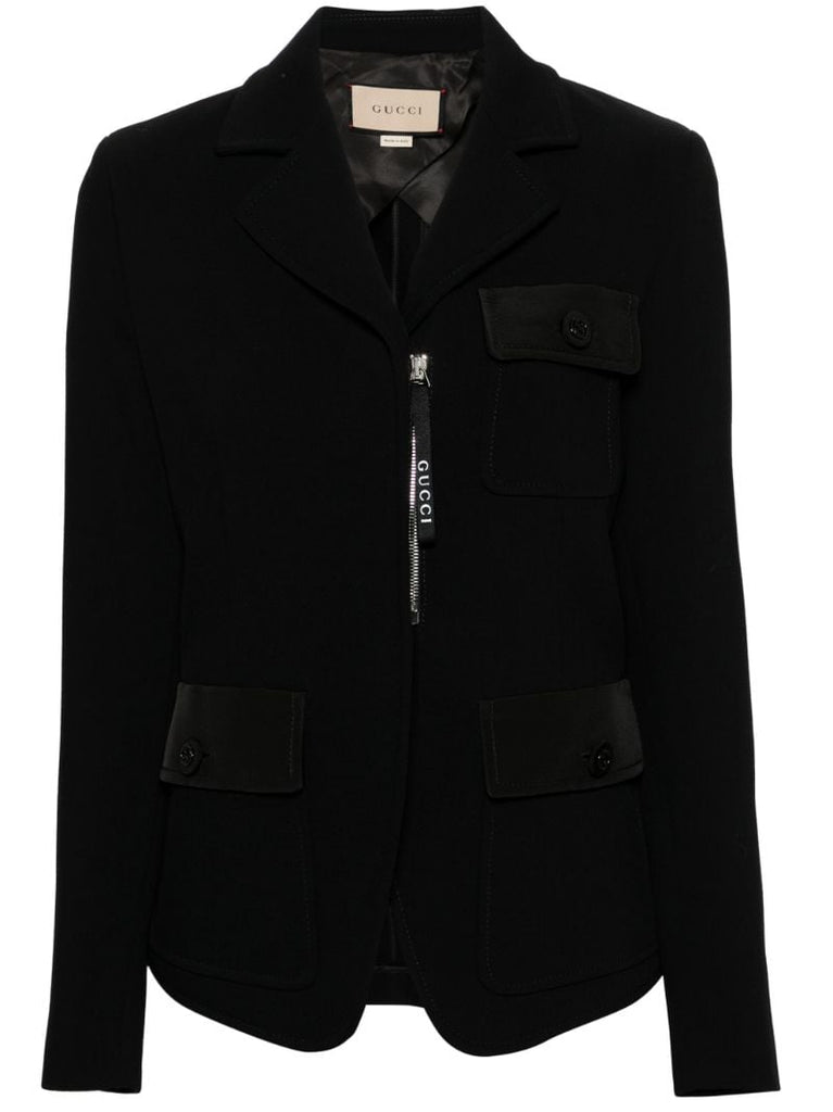 Black Single-breasted Wool Blazer