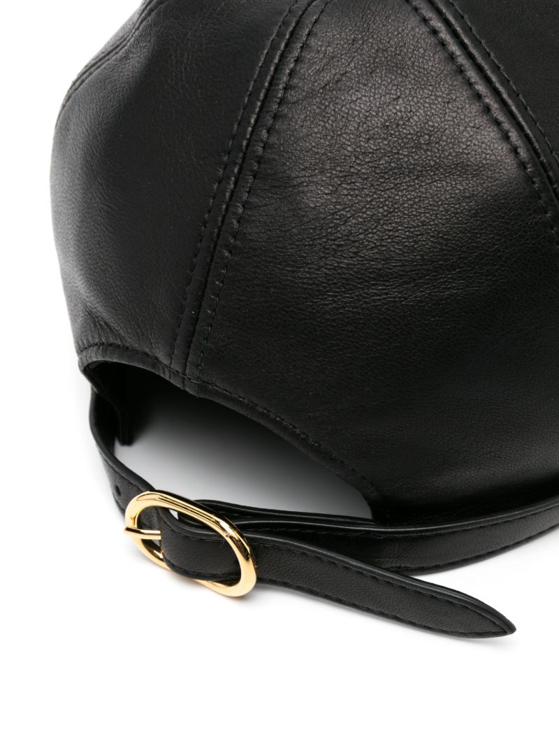 Black Logo-lettering Leather Cap