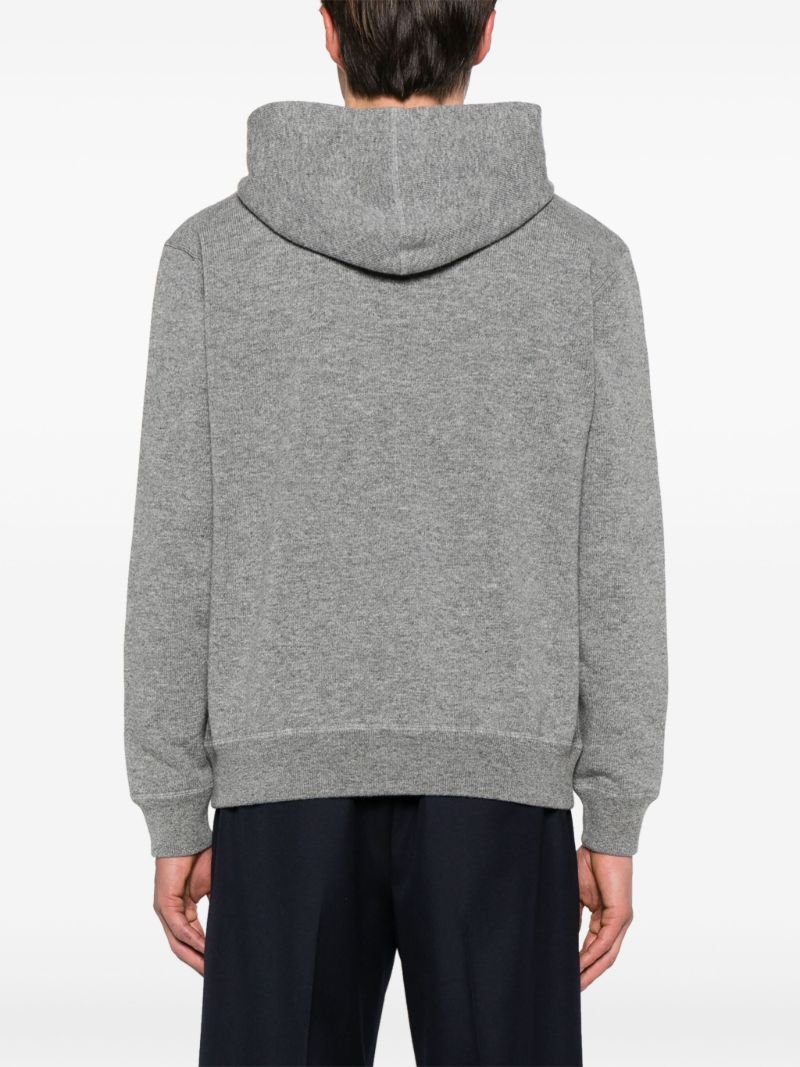 Grey Logo-embroidered Wool Hoodie