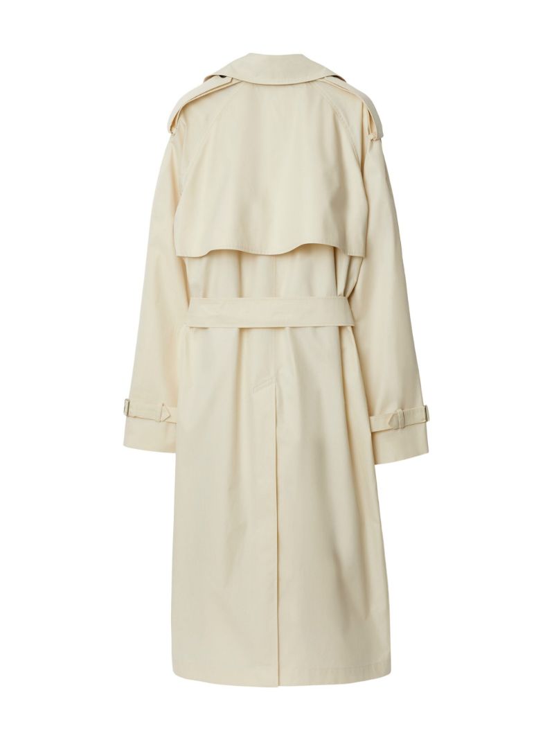 Neutral Double-breasted Gabardine Trench Coat