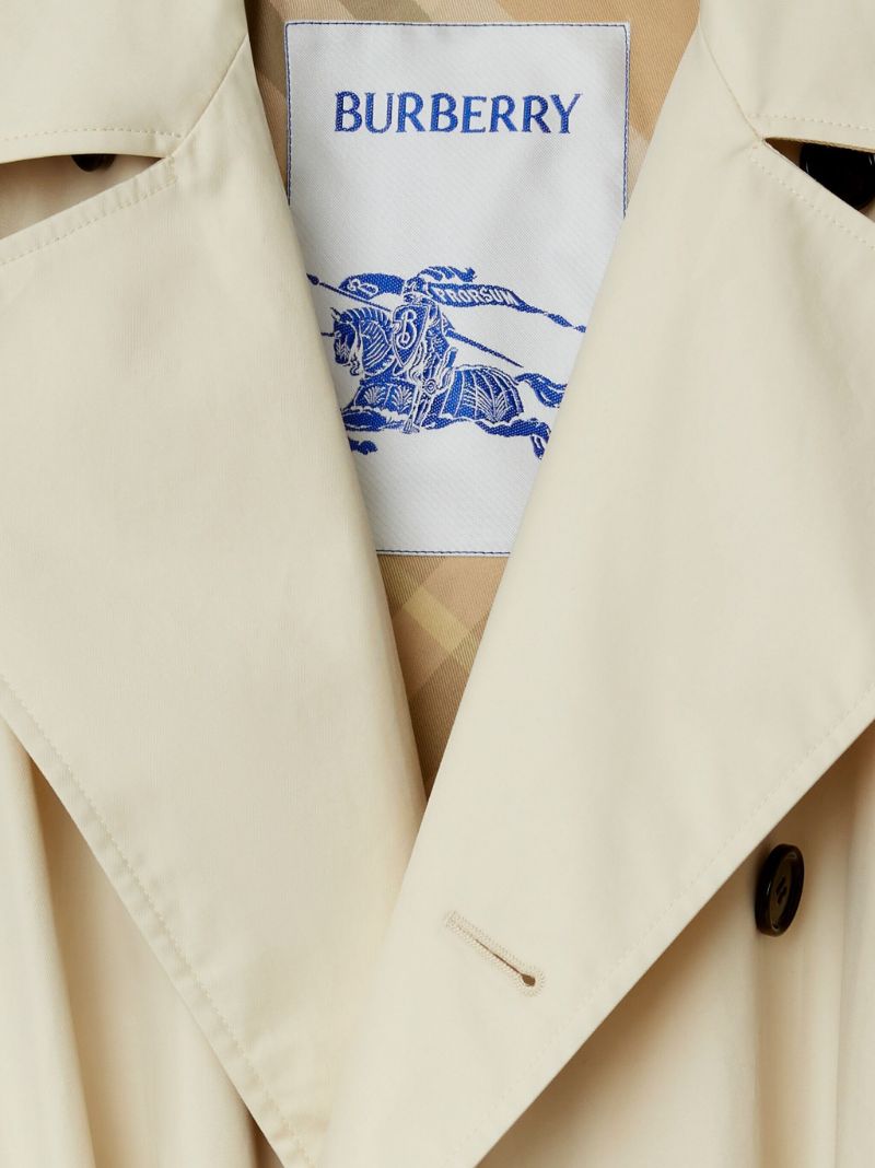 Neutral Double-breasted Gabardine Trench Coat