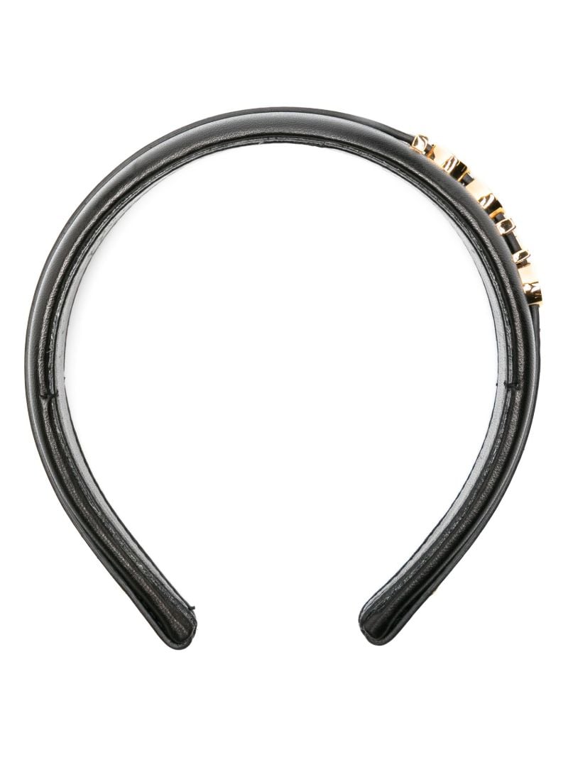 Black Logo-lettering Leather Headband