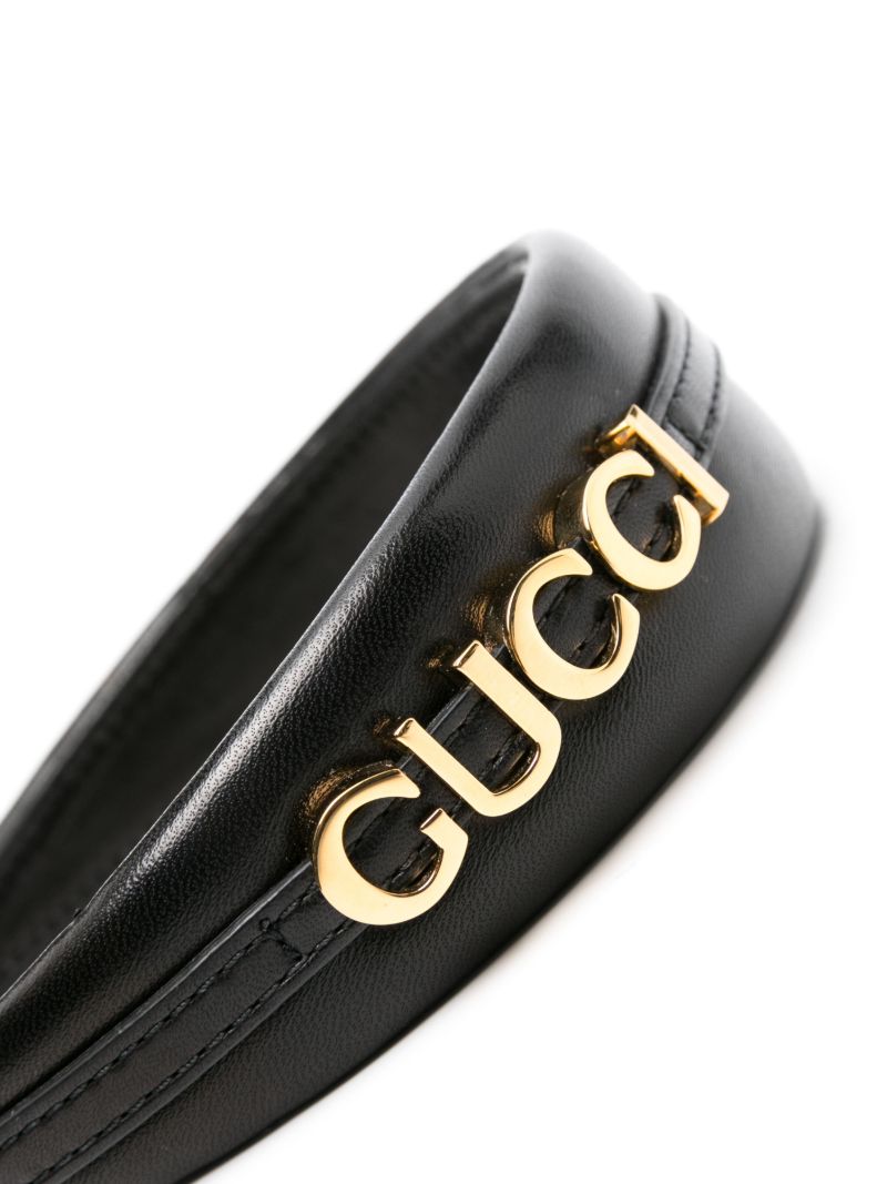 Black Logo-lettering Leather Headband