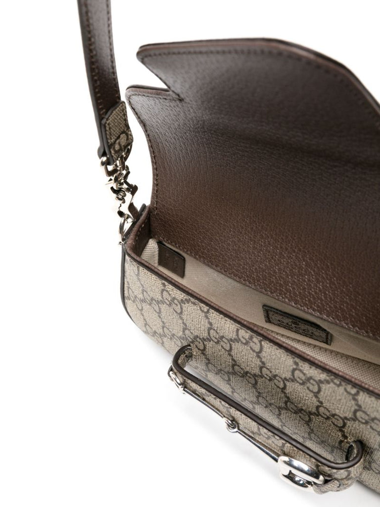 Neutral Horsebit 1955 Mini Leather Shoulder Bag