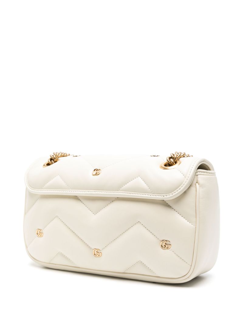 White Gg Marmont Small Leather Shoulder Bag