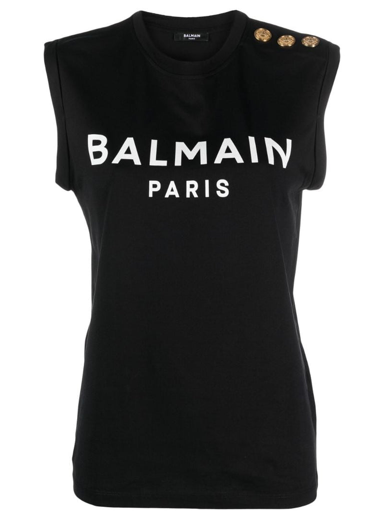 Black Logo-print Cotton Tank Top