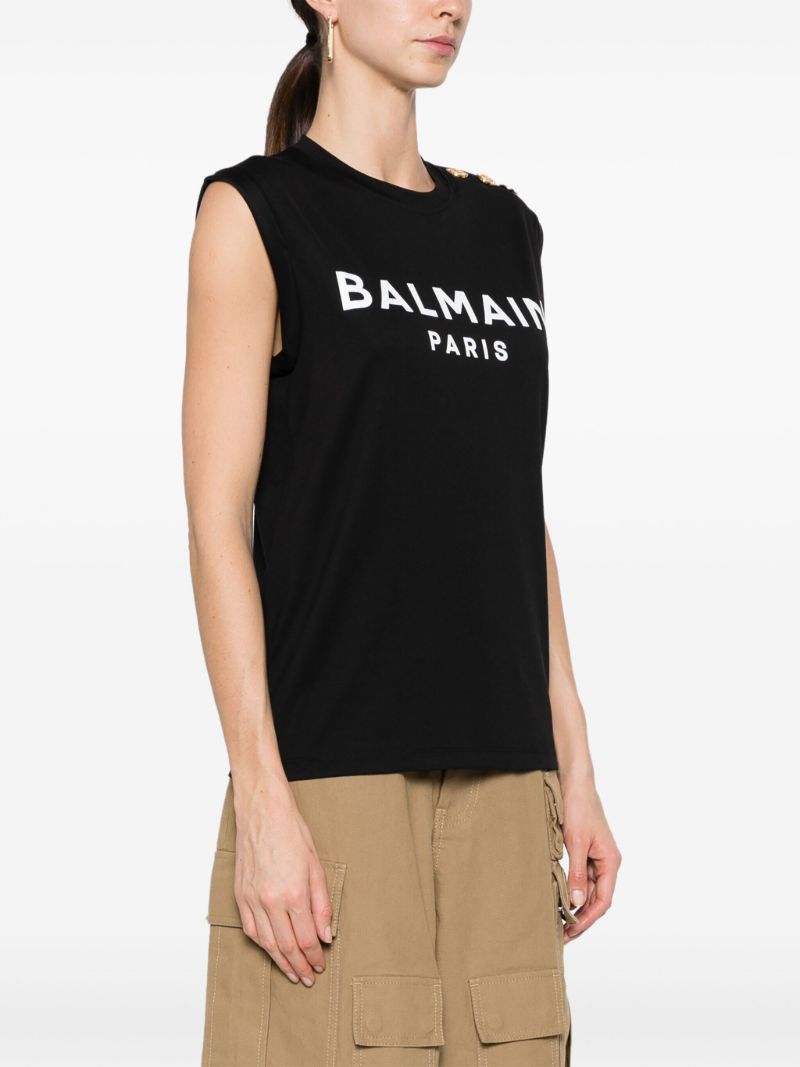 Black Logo-print Cotton Tank Top