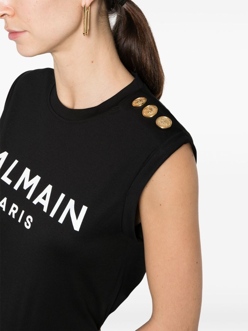 Black Logo-print Cotton Tank Top