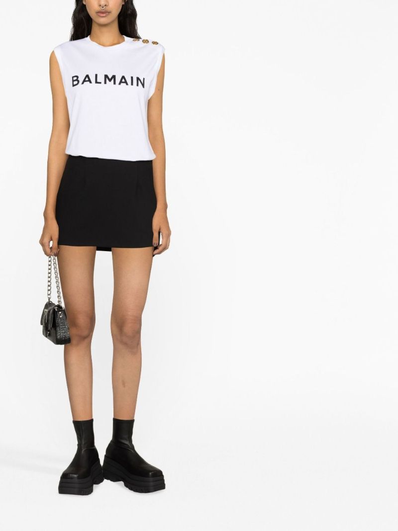 White Logo Cotton Tank Top
