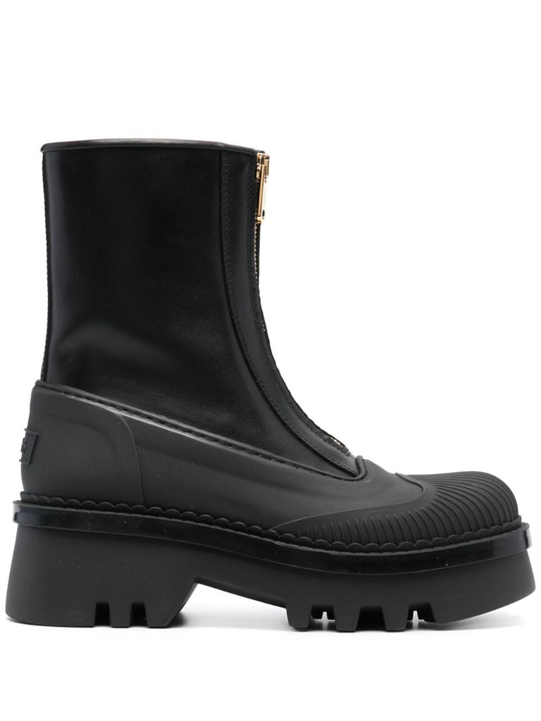 Black Raina Leather Ankle Boots