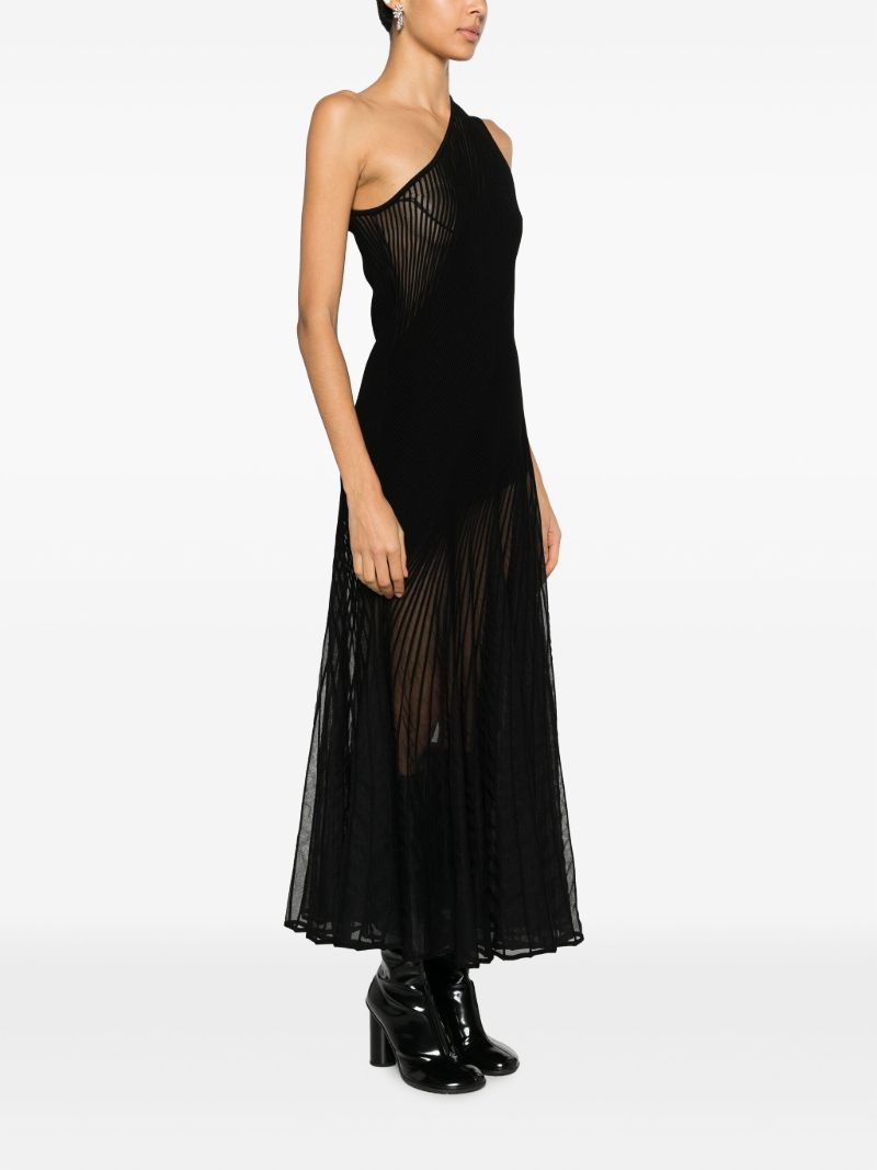 Black Twisted Asymmetric Midi Dress