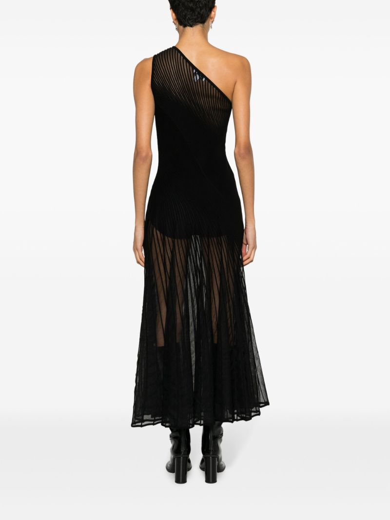 Black Twisted Asymmetric Midi Dress