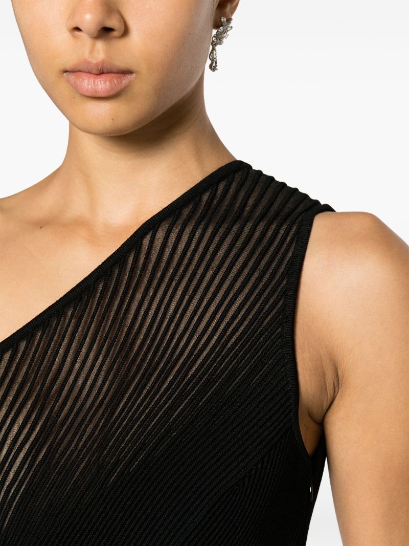 Black Twisted Asymmetric Midi Dress