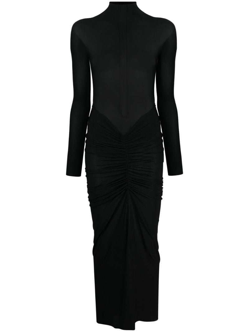 Black Draped Jersey Midi Dress