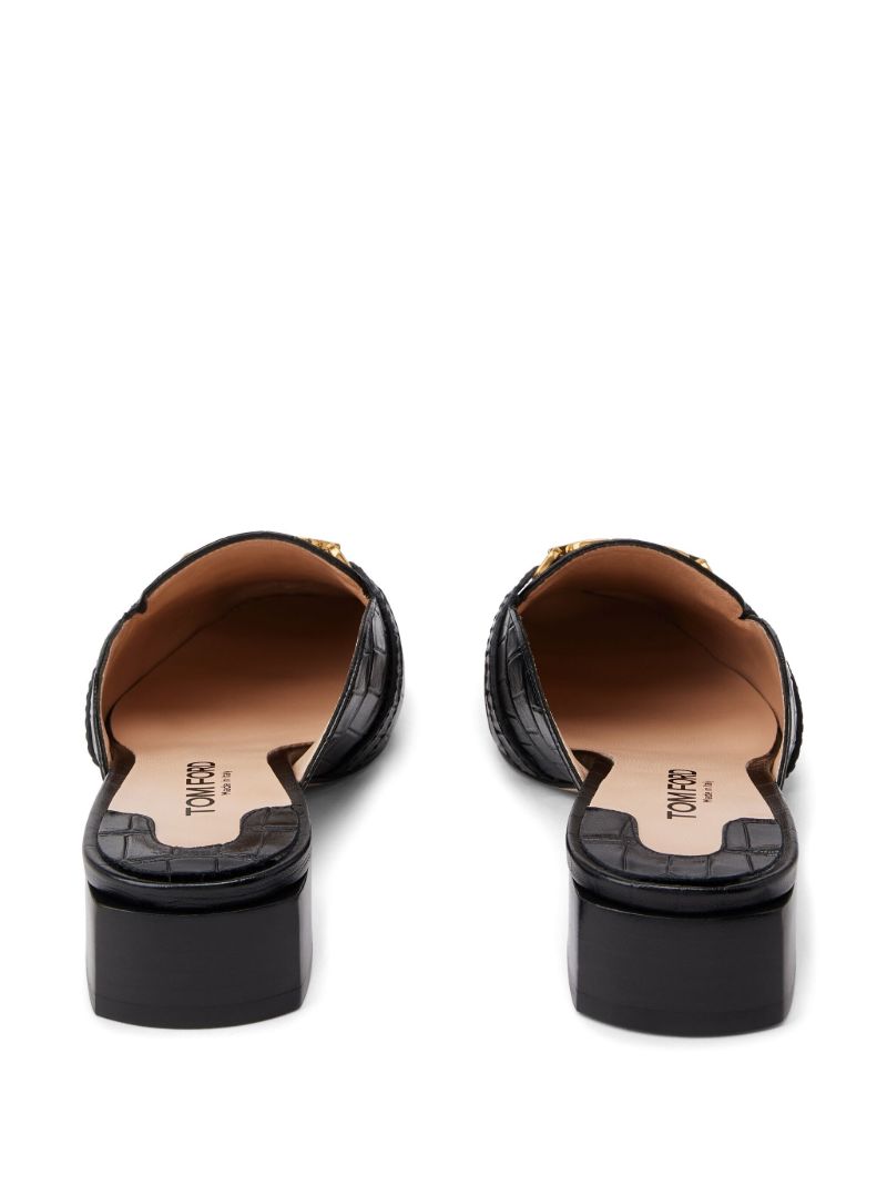 Black Whitney 25 Crocodile-embossed Leather Mules
