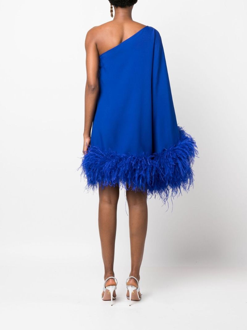 Blue Piccolo Ubud Feather-trim Mini Dress