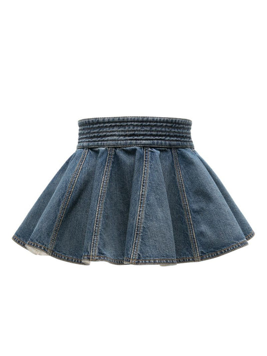 Blue A-line Denim Mini Skirt