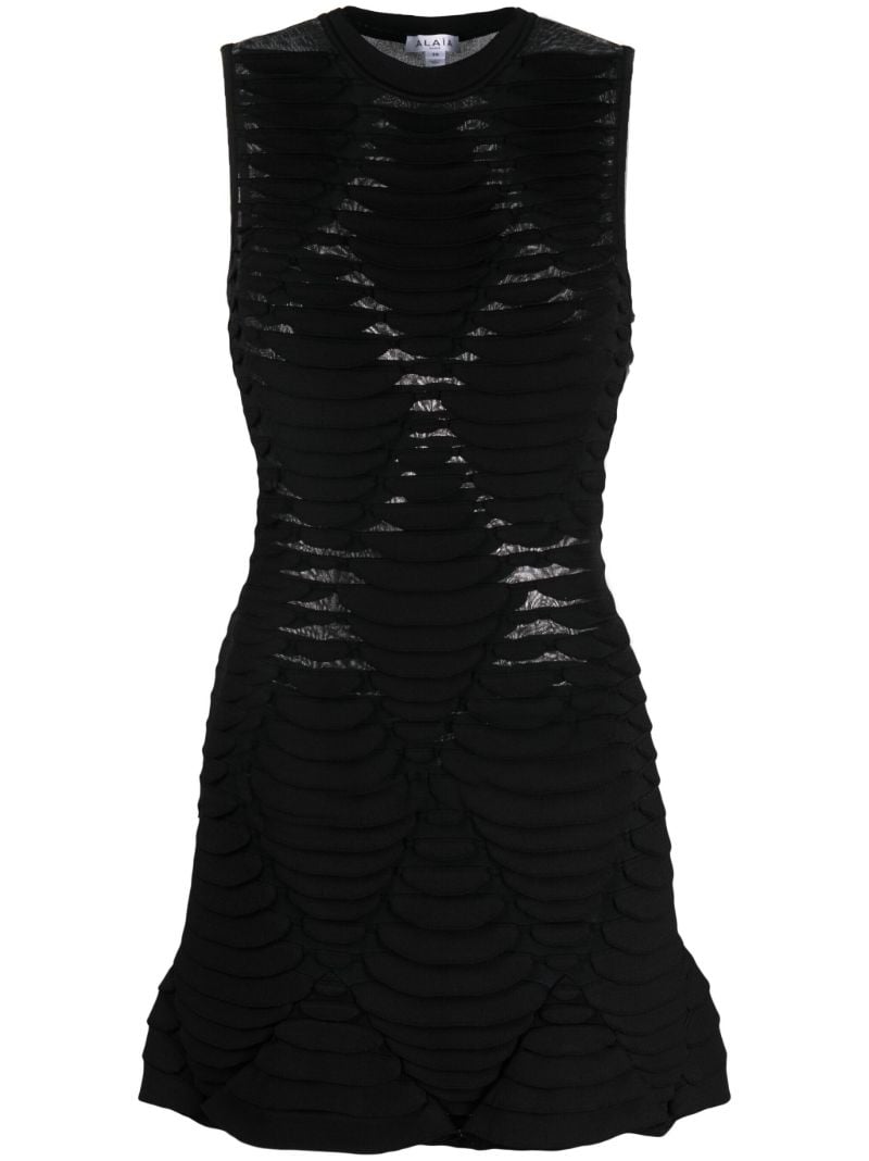 Black Python-knit Mini Dress