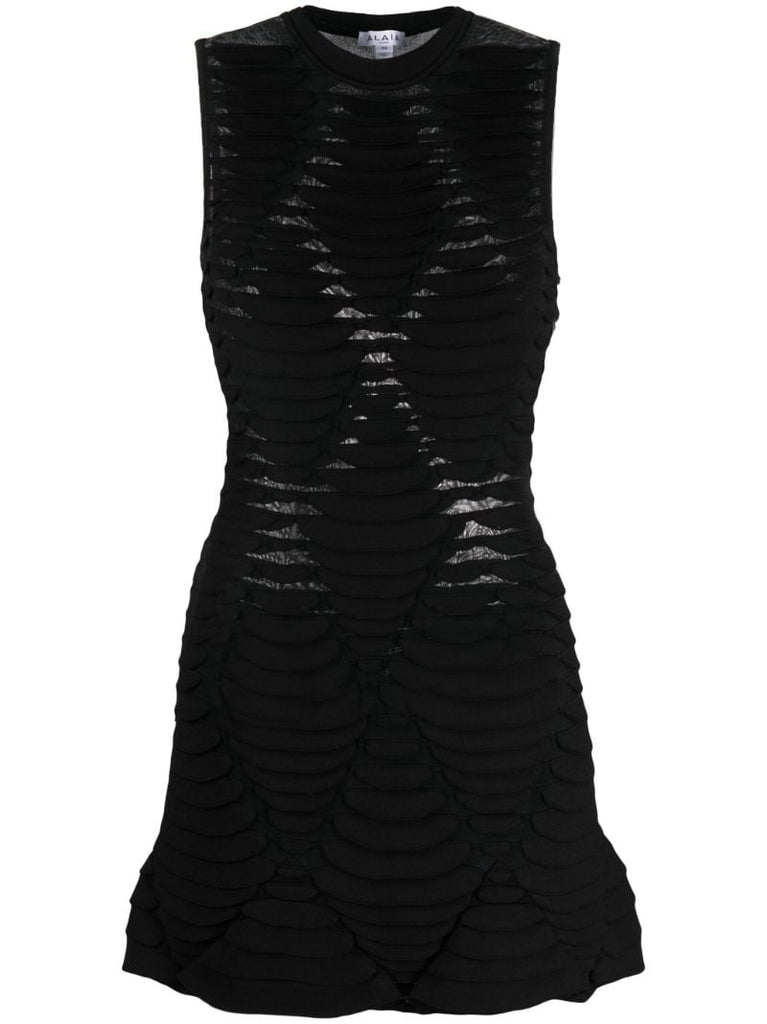 Black Python-knit Mini Dress