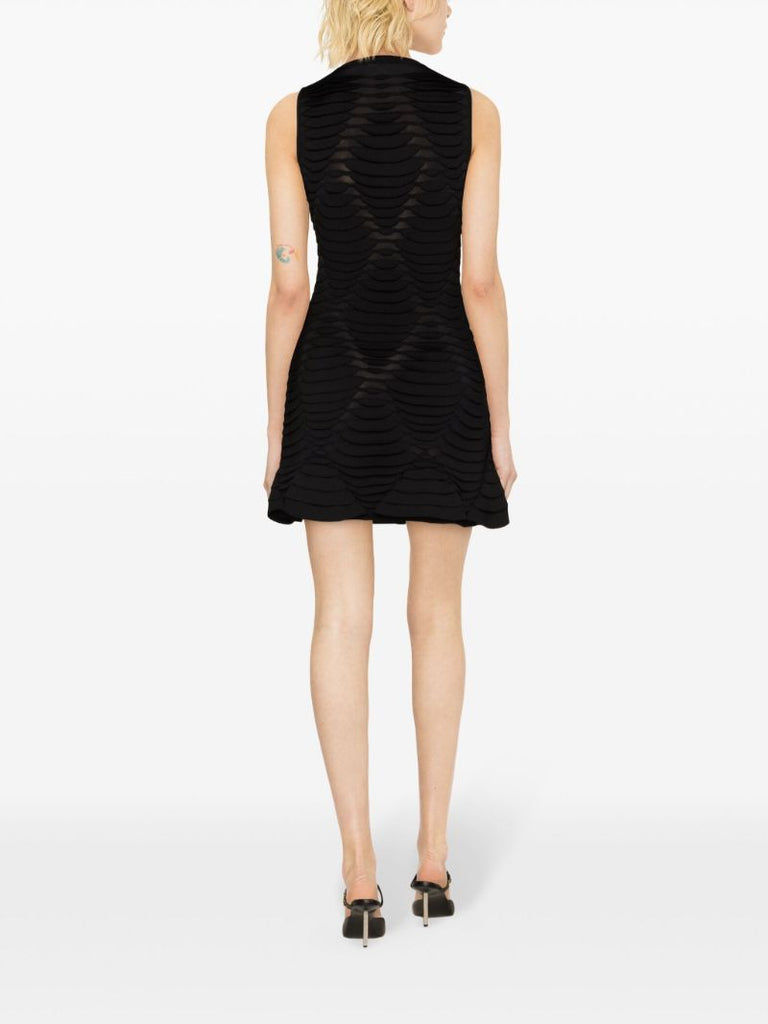 Black Python-knit Mini Dress