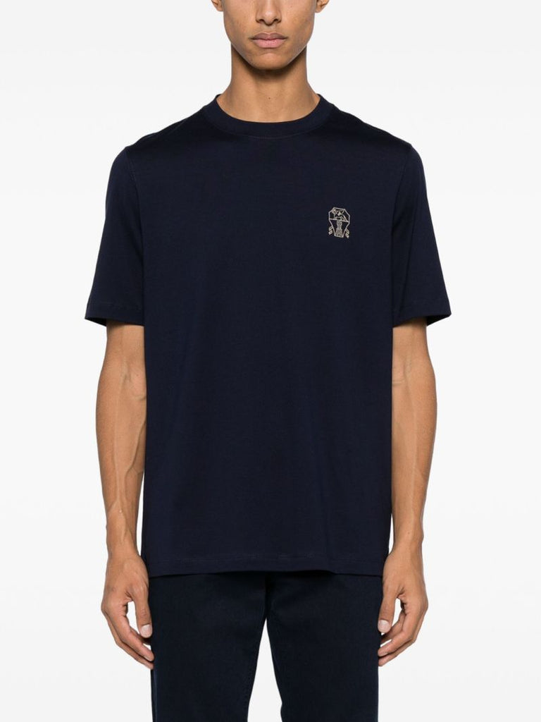 Blue Logo-print Cotton T-shirt
