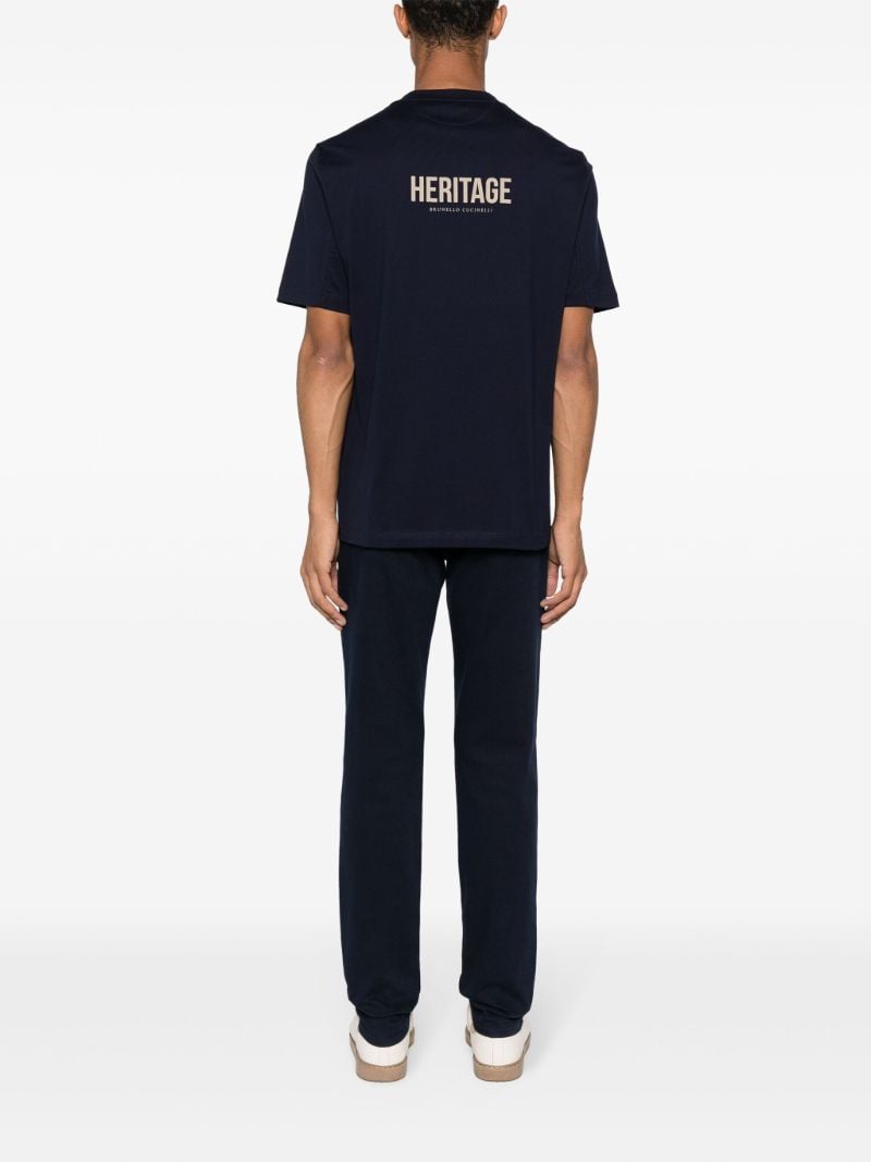 Blue Logo-print Cotton T-shirt