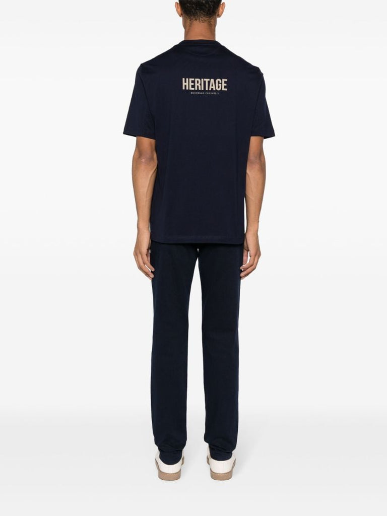Blue Logo-print Cotton T-shirt