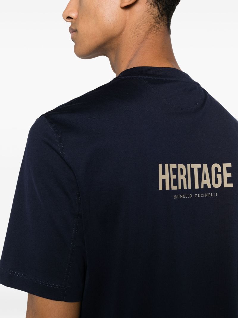 Blue Logo-print Cotton T-shirt