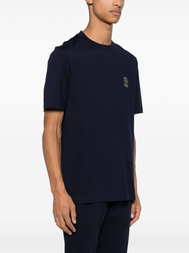 Blue Logo-print Cotton T-shirt