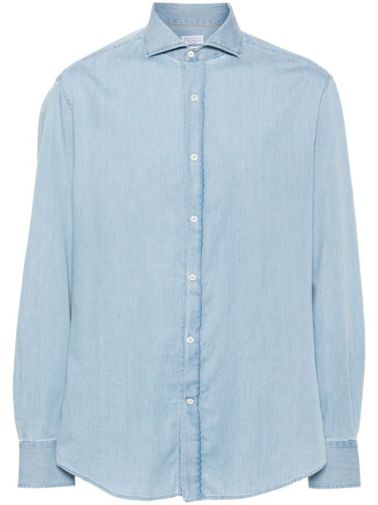 Blue Cotton Chambray Shirt