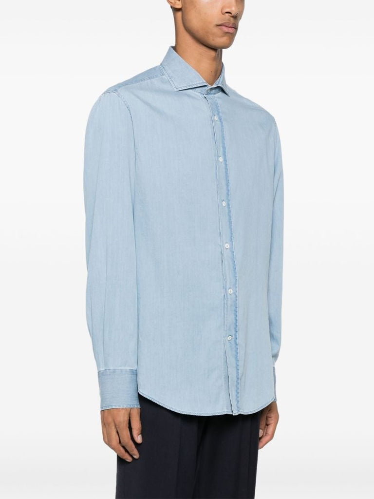 Blue Cotton Chambray Shirt