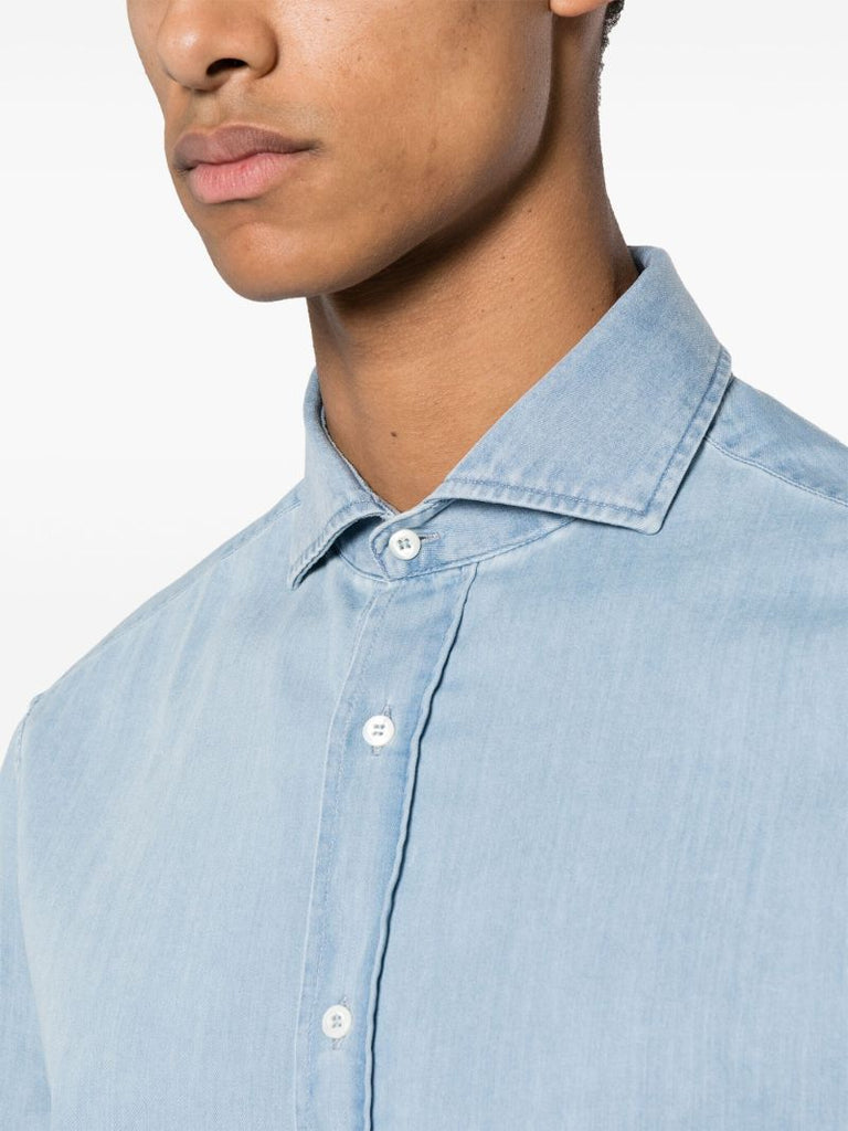 Blue Cotton Chambray Shirt