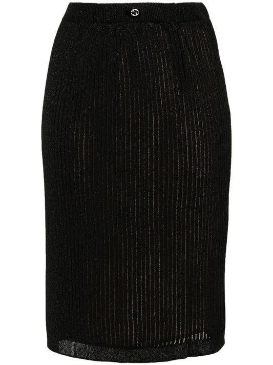 Black Ribbed Knit Skirt