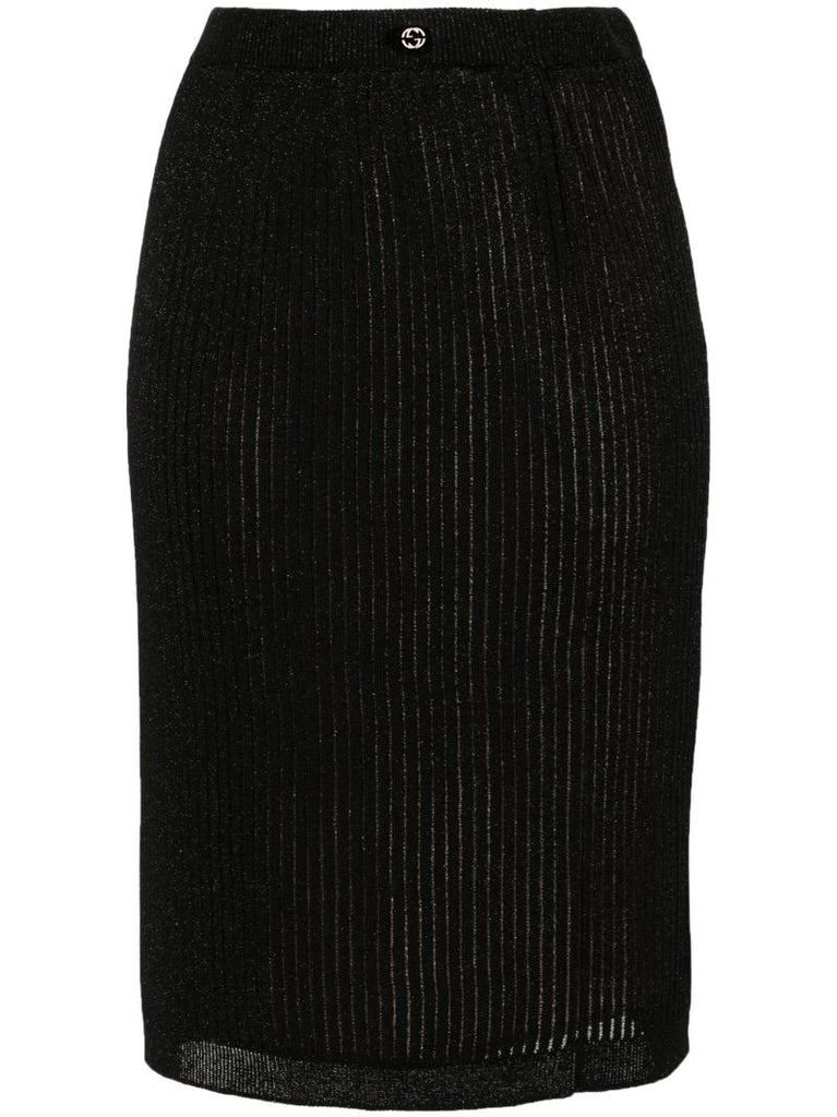 Black Ribbed Knit Skirt