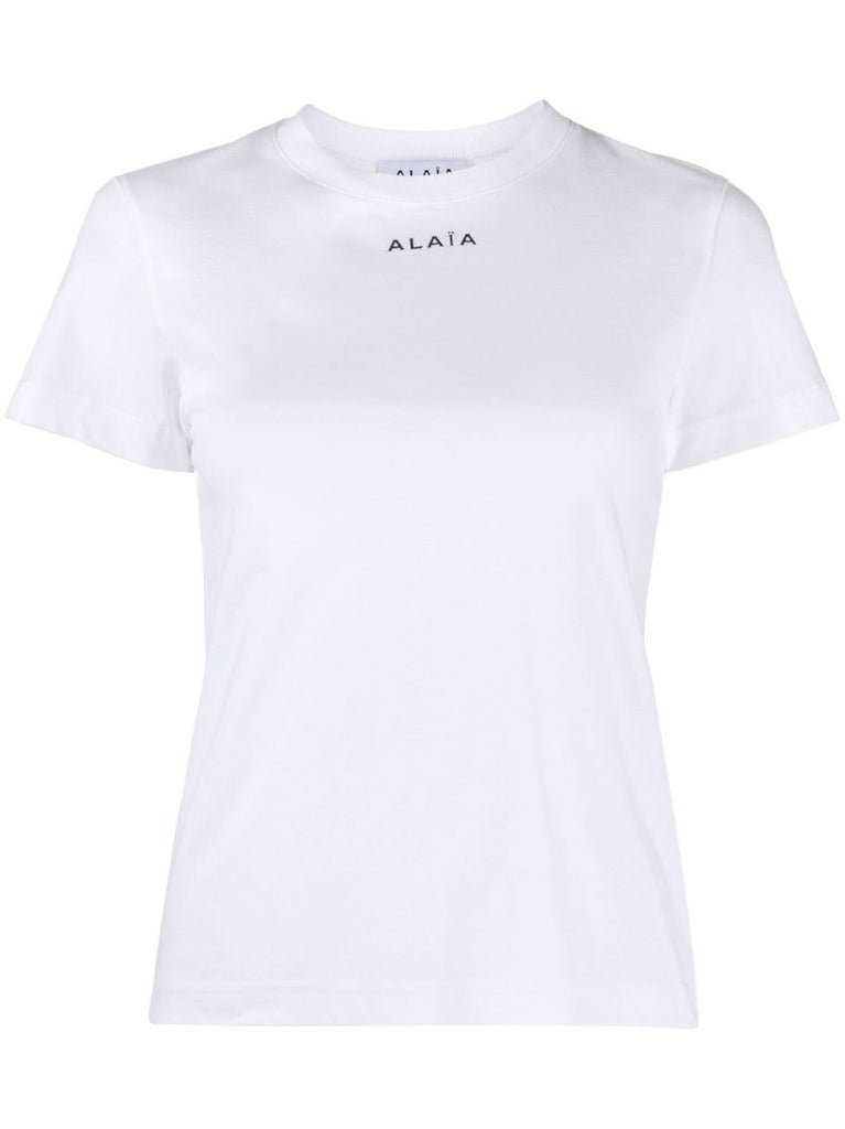 White Logo-embroidered Cotton T-shirt