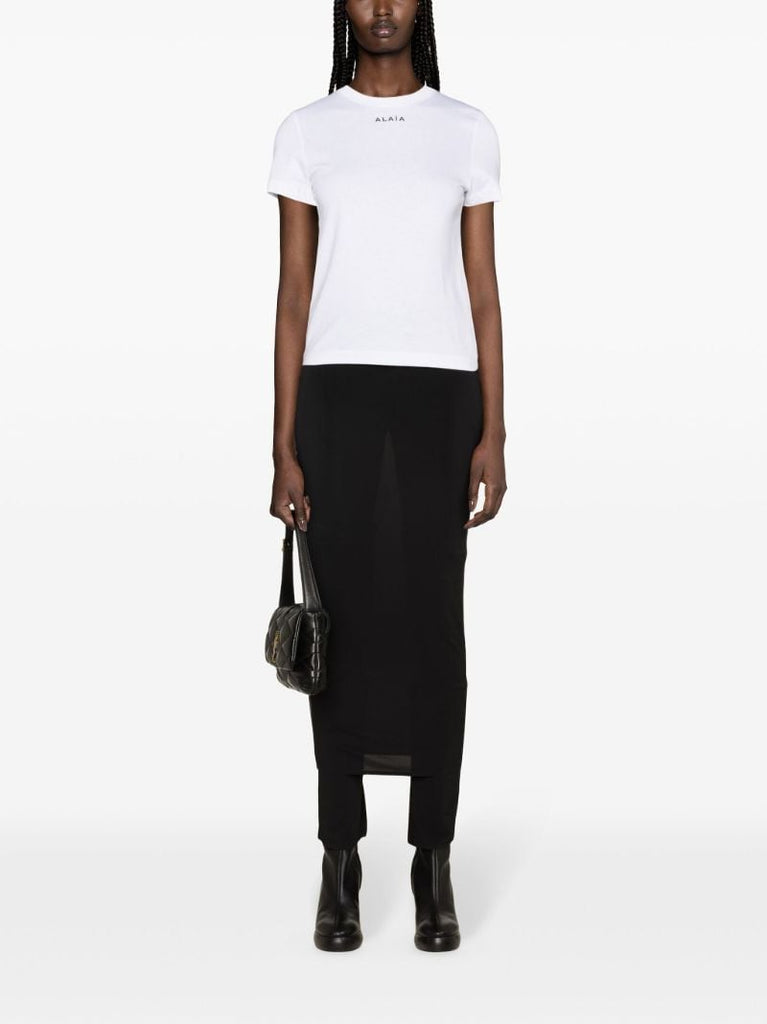 White Logo-embroidered Cotton T-shirt