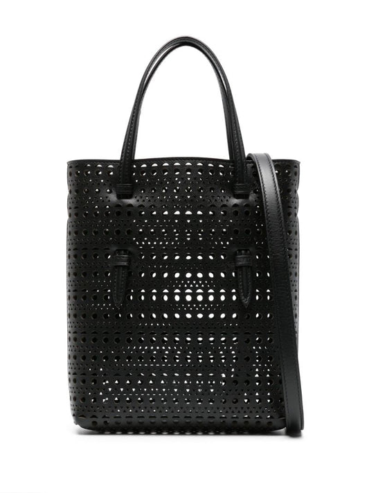 Black Mina Leather Tote Bag