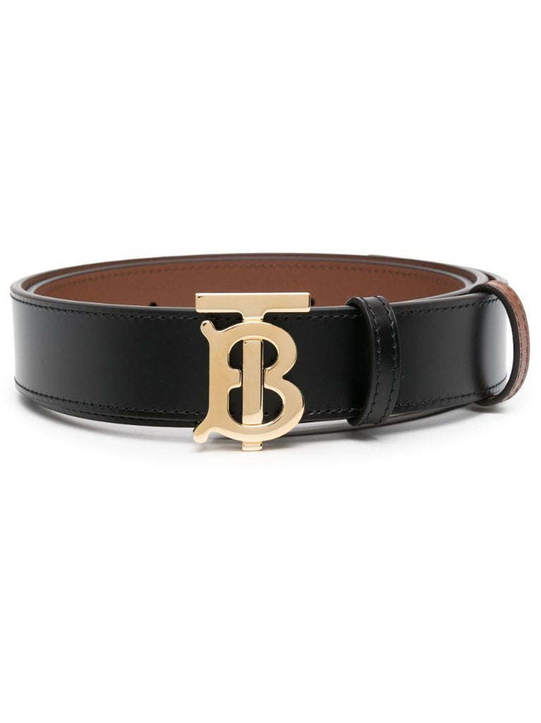 Black Monogram-buckle 30 Reversible Leather Belt