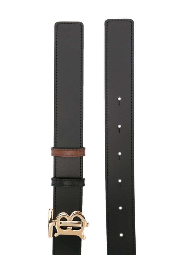 Black Monogram-buckle 30 Reversible Leather Belt