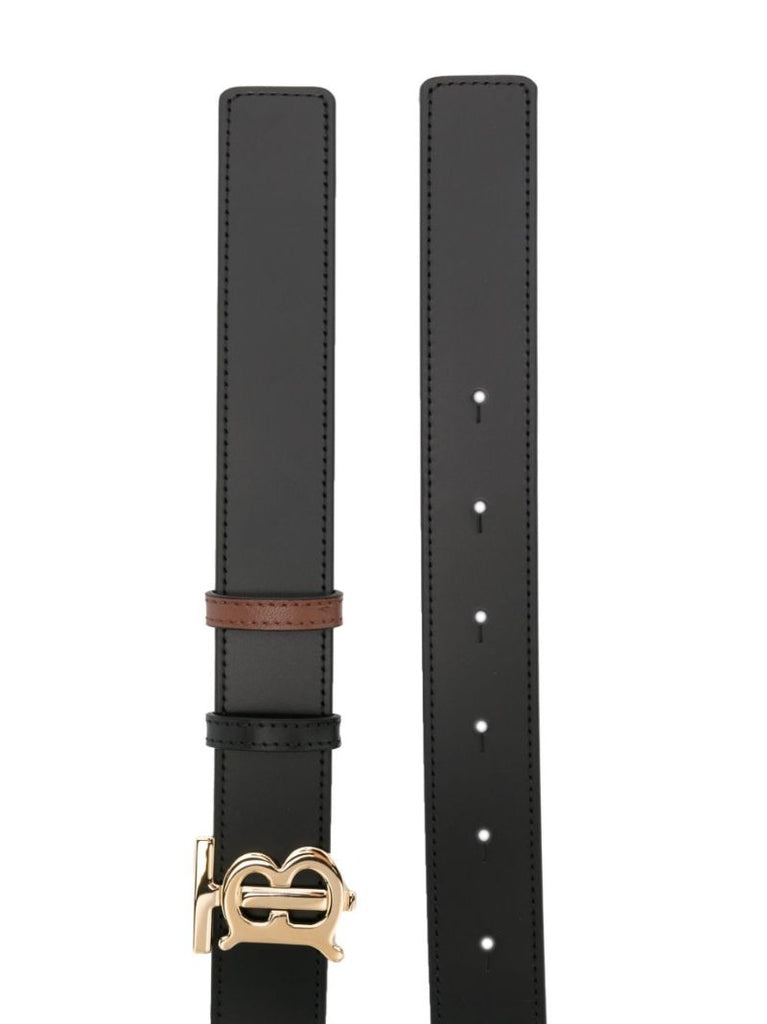 Black Monogram-buckle 30 Reversible Leather Belt