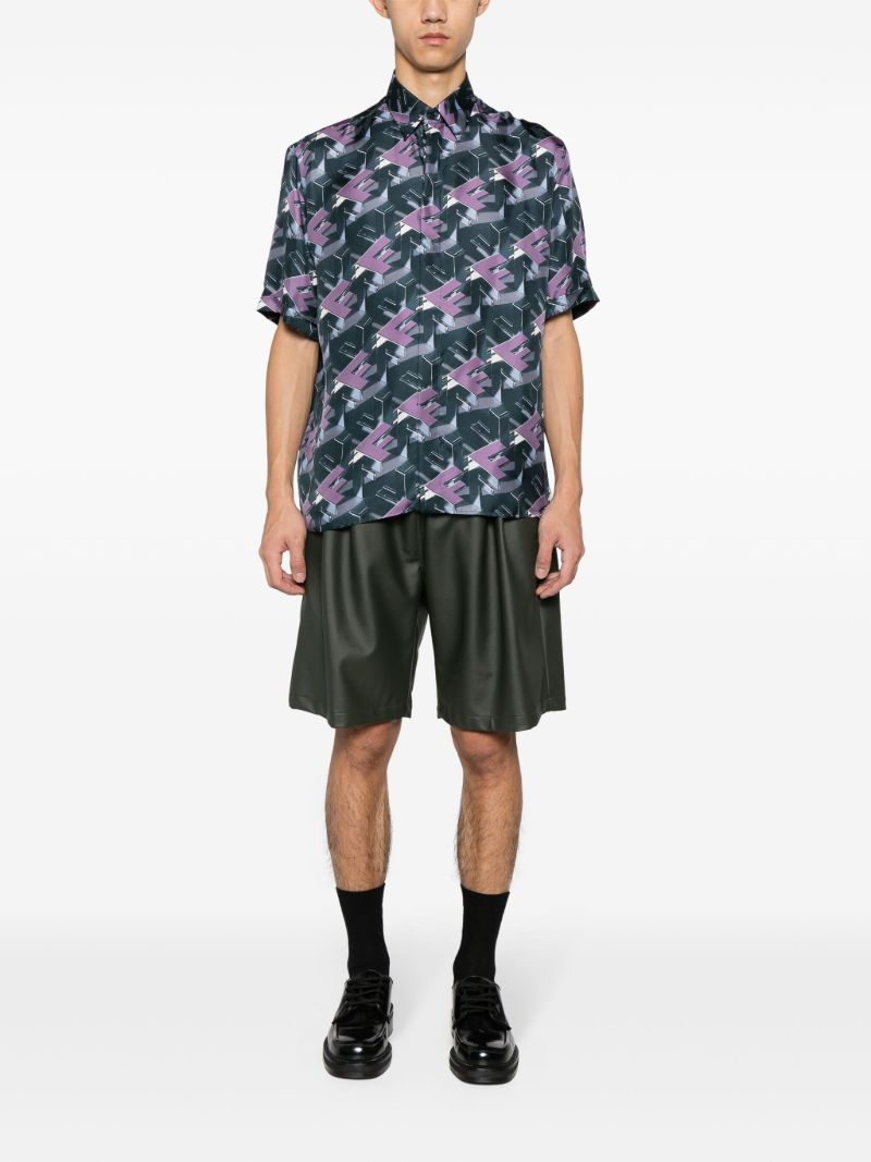 Purple Fendi Block-print Silk Shirt