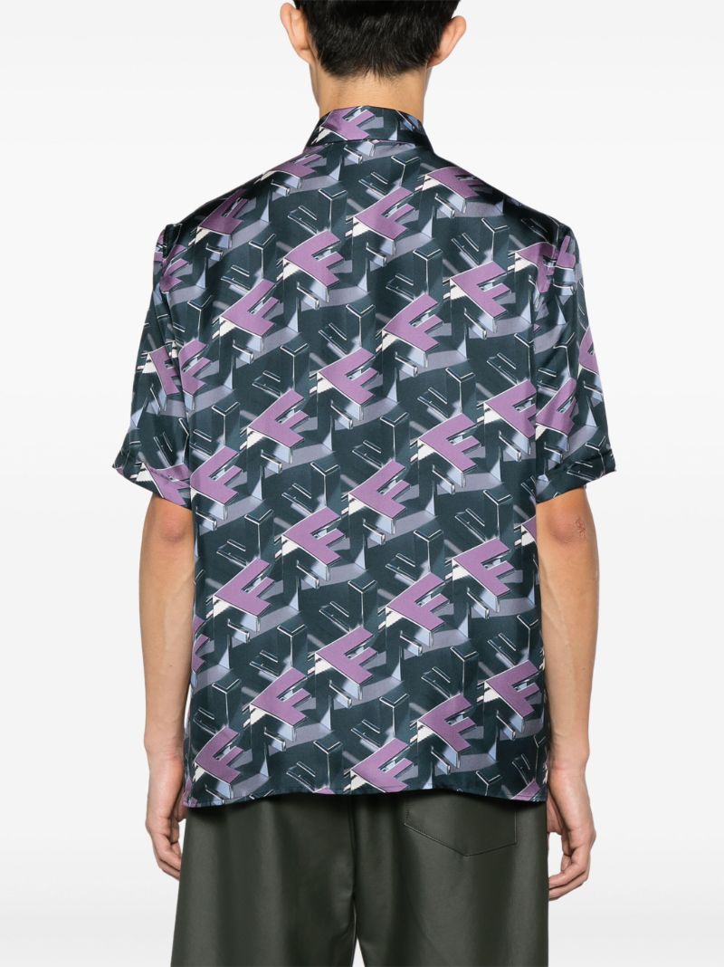 Purple Fendi Block-print Silk Shirt