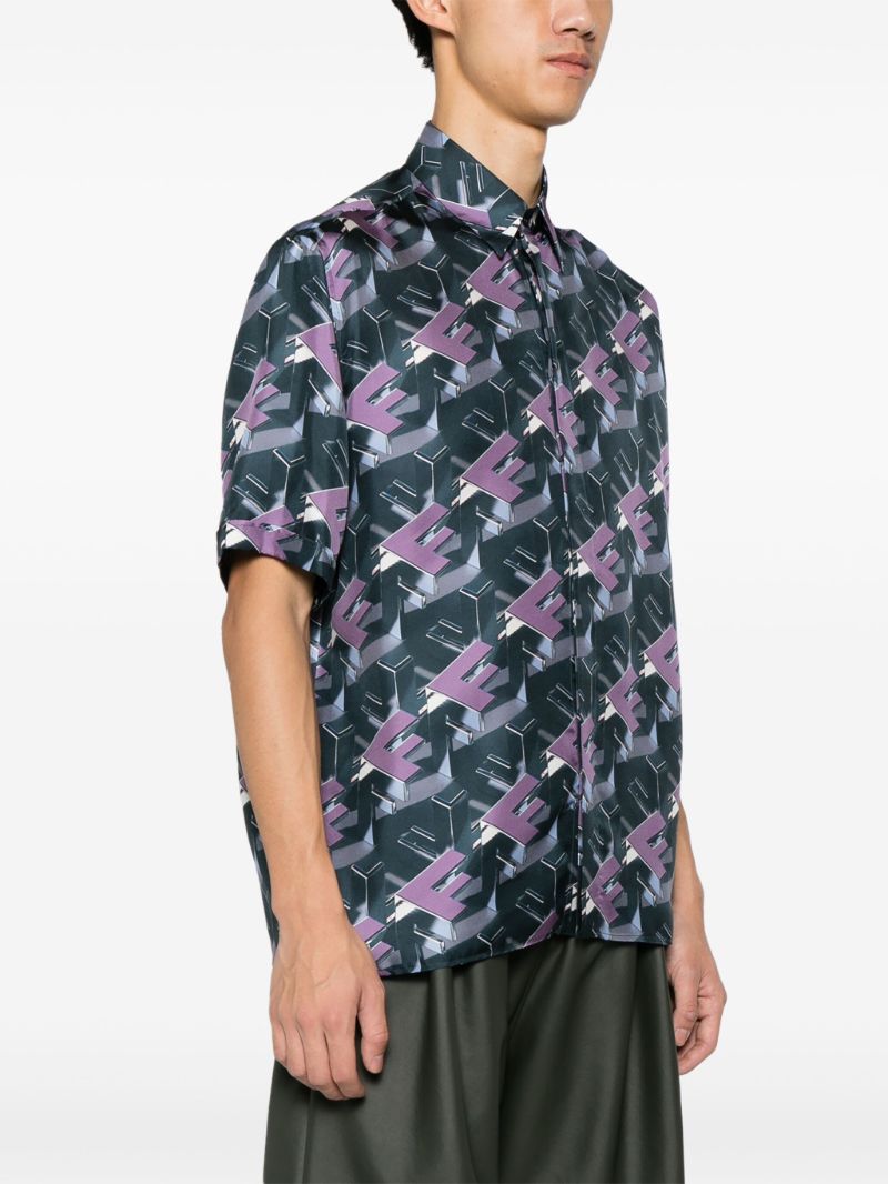 Purple Fendi Block-print Silk Shirt