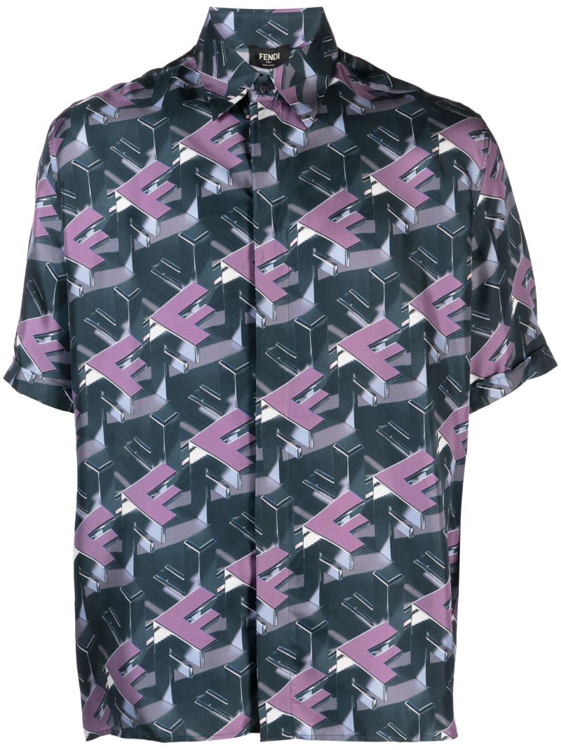 Purple Fendi Block-print Silk Shirt