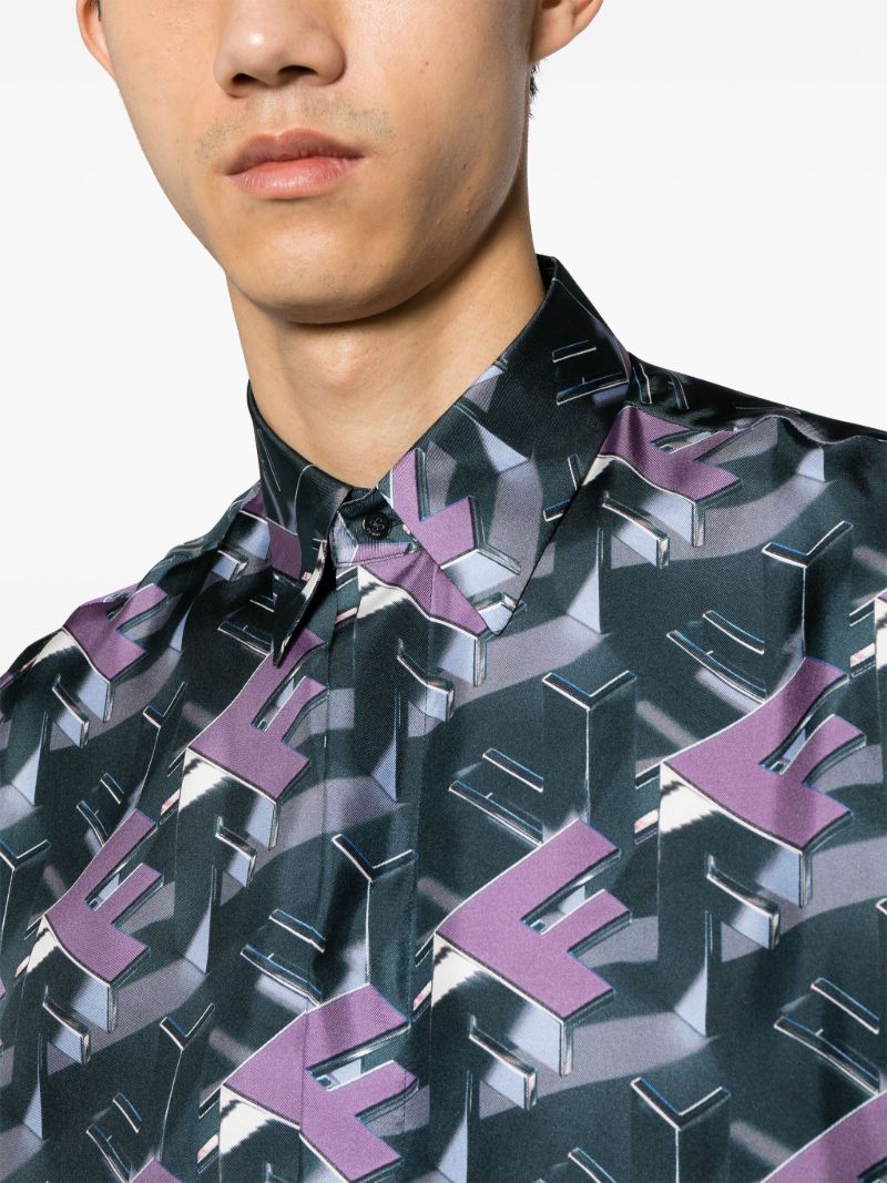 Purple Fendi Block-print Silk Shirt