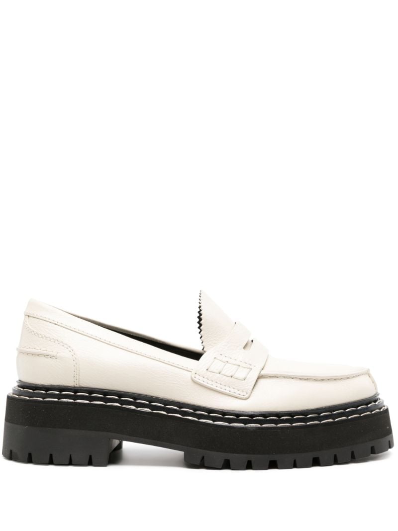 Lug Sole Leather Loafers