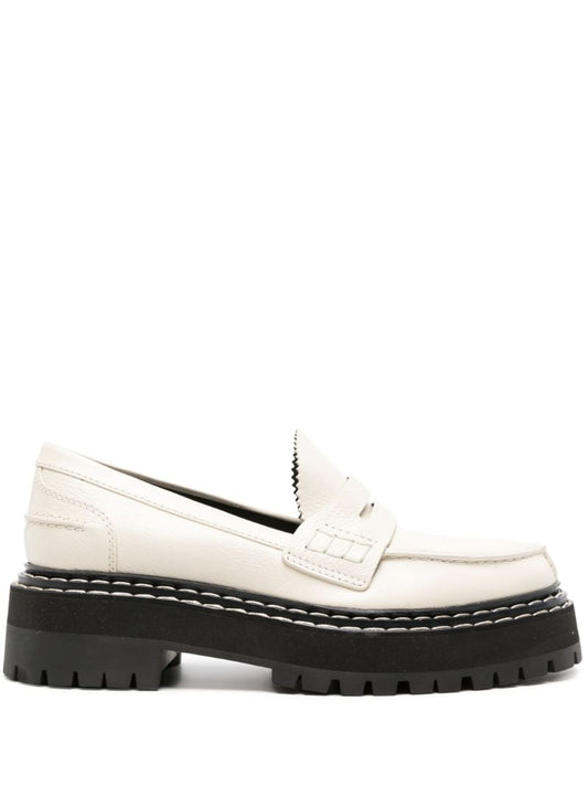 Lug Sole Leather Loafers