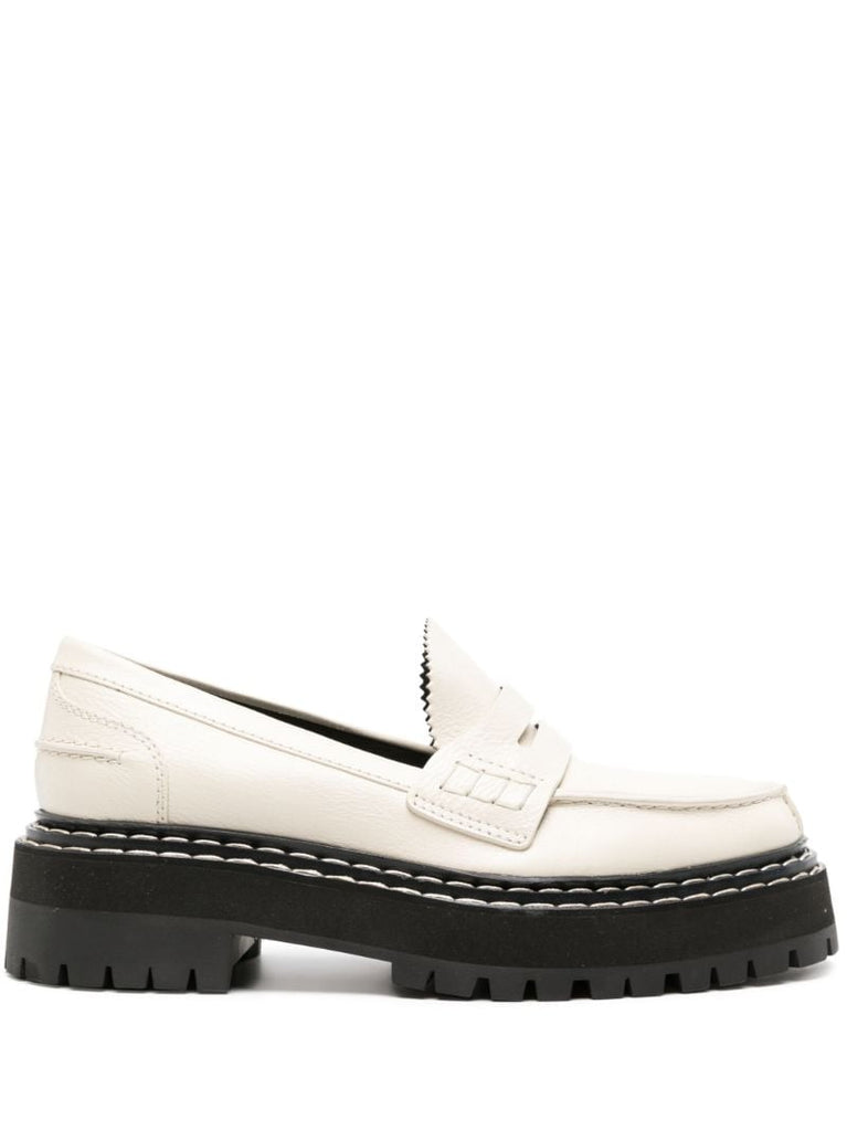 Lug Sole Leather Loafers