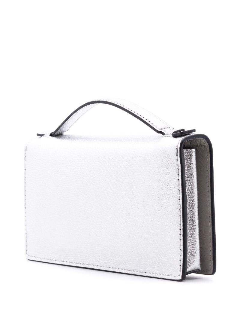 Silver-tone Vlogo Signature Leather Top-handle Bag